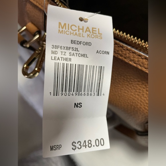 NWT  MICHAEL MICHAEL KORS HANDBAG   BEDFORD  ACORN   MD TZ SATCHEL  LEATHER - Picture 8 of 12